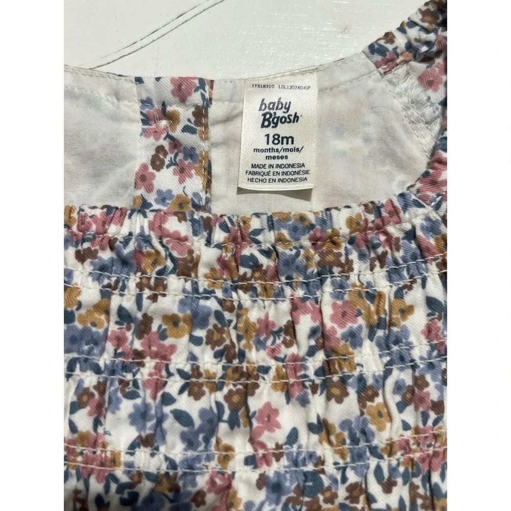 Baby Floral Smocked Summer Cute Dress with Bloomers 18M Blue Pink Cotton Airy